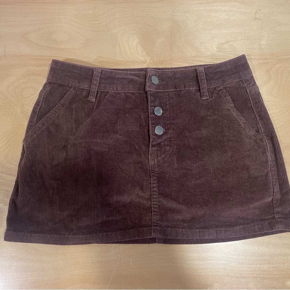 brown corduroy mini skirt